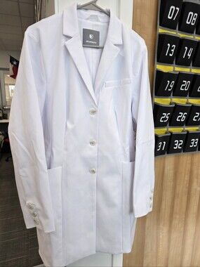 JAANUU Linea 33" White Coat, Women’s XL, Lined, Lab-style Blazer Coat